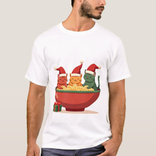 Camiseta Gato Ramen Natal Papai Noel Anime Meow Kitty Meow