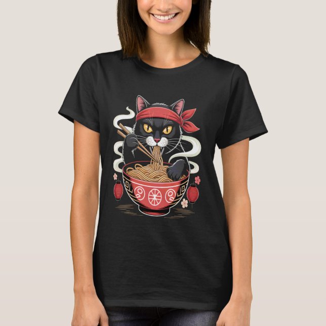 Camiseta Gato Ramen Samurai Noodle (Frente)