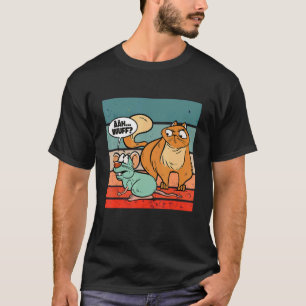 Camiseta Gato rato balão de fala laranja humor tensão desen