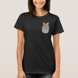 Camiseta Gato Realista Colorido no Bolso
