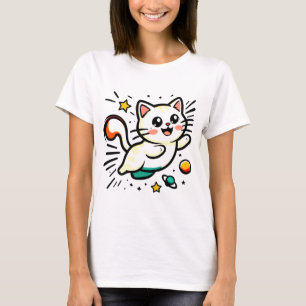 Camiseta Gato Rebelde com Estrelas e Bolas