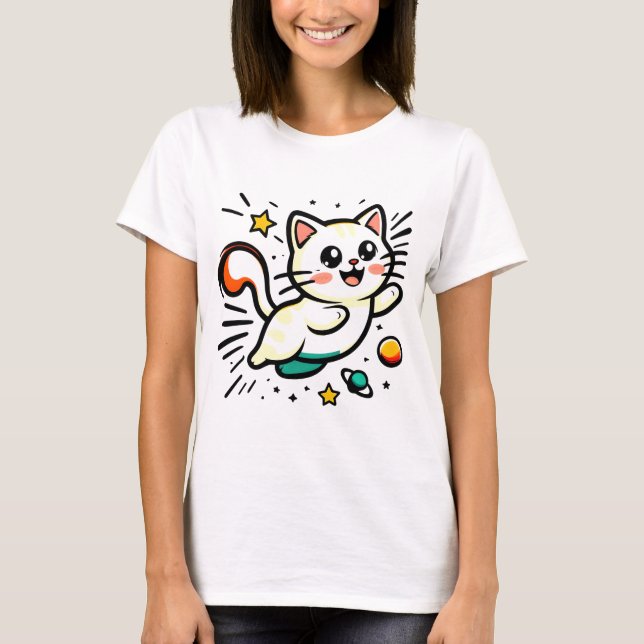 Camiseta Gato Rebelde com Estrelas e Bolas (Frente)