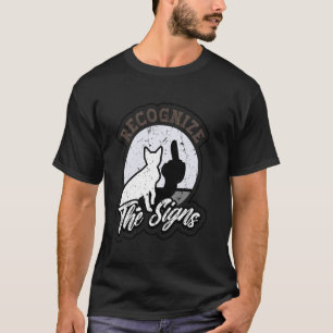 Camiseta Gato Reconhece o Sinal Engraçado Dedo do Meio Somb