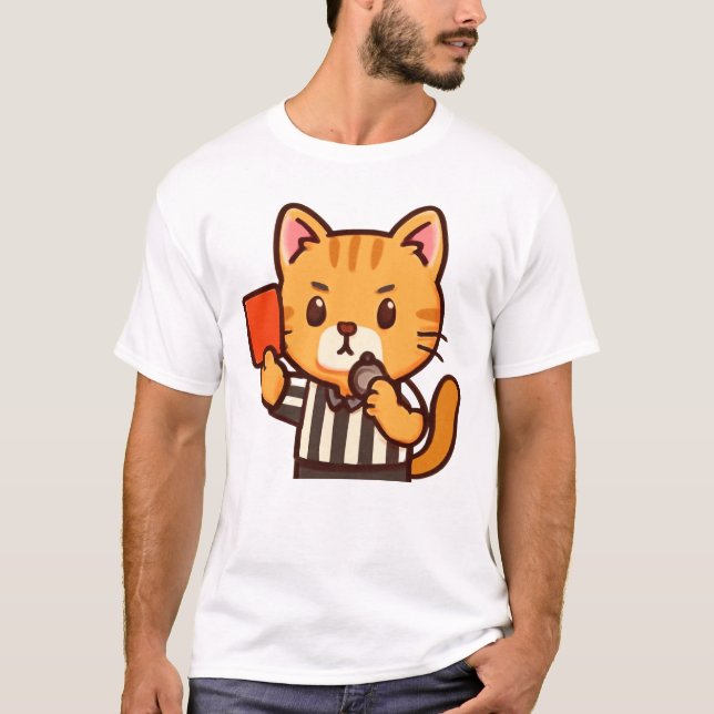 Camiseta Gato Referente - Cartão Vermelho Engraçado (Frente)