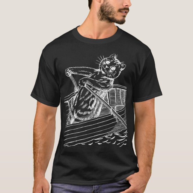 Camiseta Gato remando o barco, Louis Wain (Frente)
