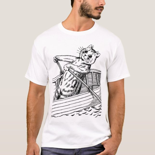 Camiseta Gato remando o barco, Louis Wain (Frente)