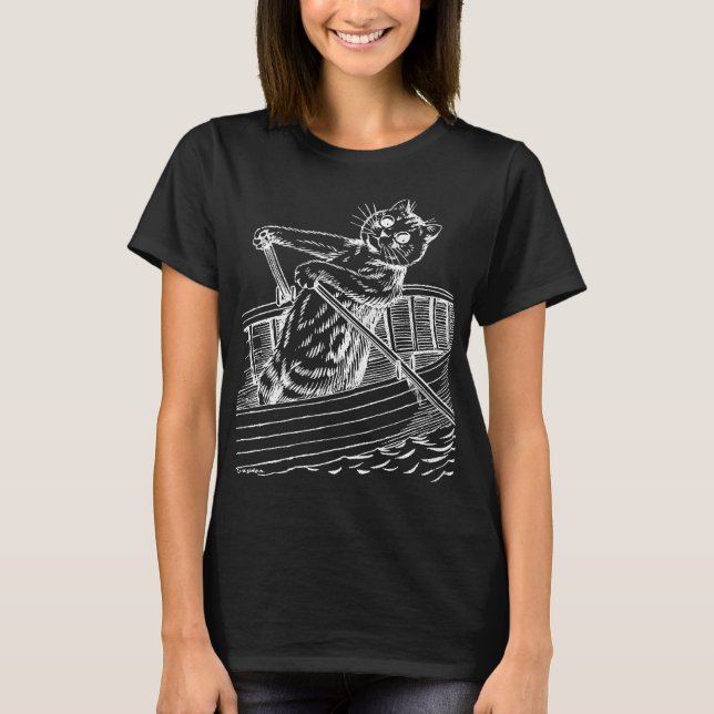 Camiseta Gato remando o barco, Louis Wain (Frente)