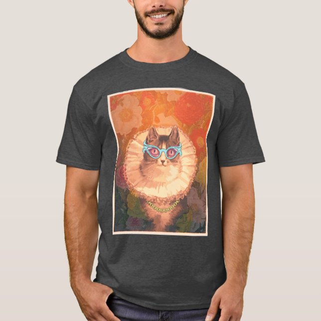 Camiseta Gato Renascentista Cujo óculos e corrente de ouro (Frente)