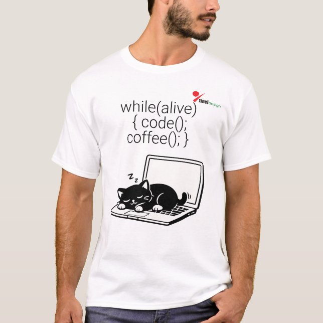 Camiseta Gato Repetir Código Café (Frente)
