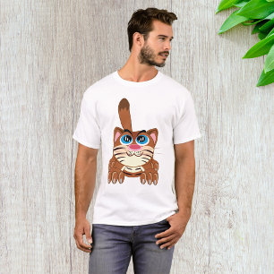 Camiseta Gato Repleto com Grande Gatinho Branca de Olhos Az
