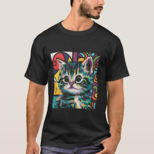 Camiseta Gato Retro - Abstrato vibrante estilo pop art, Gat