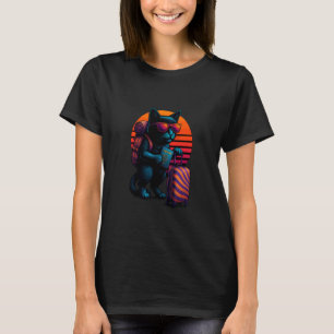 Camiseta Gato Retro com Bagagem de Passaporte Viajante