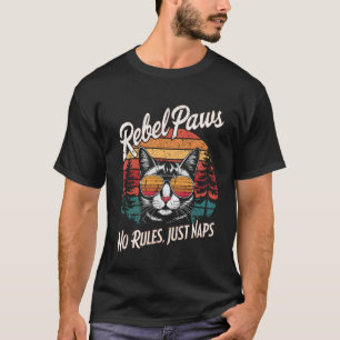 Camiseta Gato Retro com Óculos de Sol Divertido