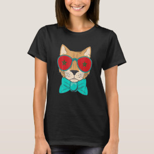 Camiseta Gato Retro Com Óculos De Sol E Bandeira Do Marroco