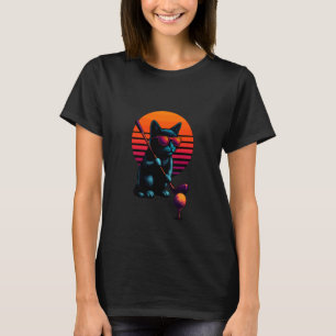 Camiseta Gato Retro Com Taco de Golfe Jogando Golfe Golfist