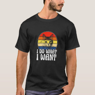 Camiseta Gato retrô com texto em alemão Ich mach was ich wi