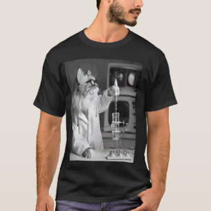 Camiseta Gato Retro de Ciência - STEM - Laboratório do Gato