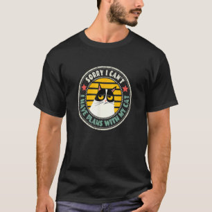 Camiseta Gato Retro Desculpe Não Posso Tenho Planos Com Meu