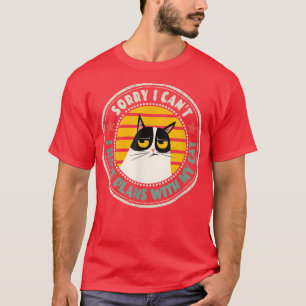 Camiseta Gato Retro Desculpe, não posso ter planos com meu 