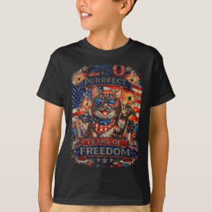 Camiseta Gato Retro Legal 250 Anos Patriota Americano