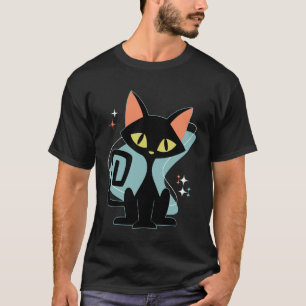 Camiseta Gato Retro Meados do Século Estilo Moderno 50s 60s