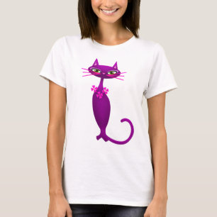 Camiseta Gato retrô meio século bonitinho