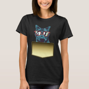 Camiseta Gato retrô na bolsa gato no bolso