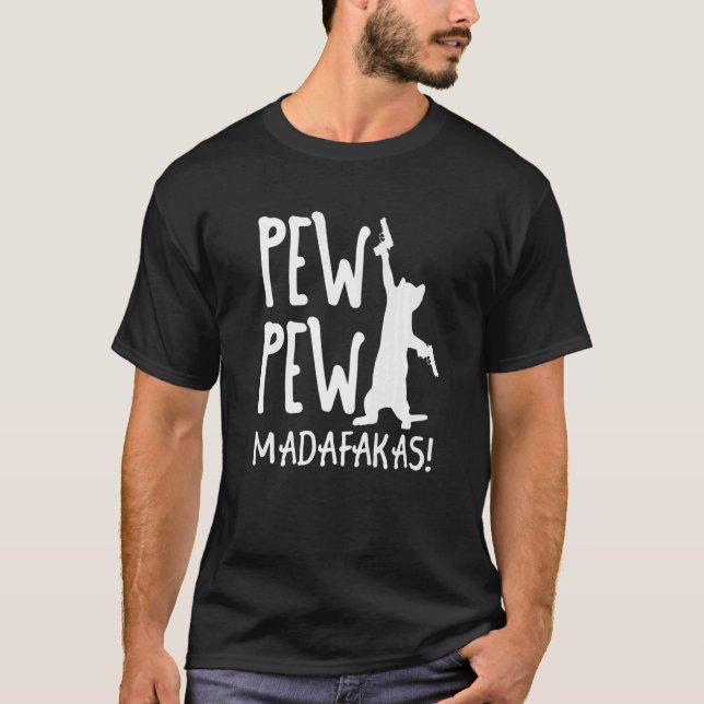 Camiseta Gato Retro Pew Pew Madafakas Gatinho Louco (Frente)