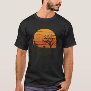 Camiseta Gato Retro Pôr do Sol Silhueta Vintage Natureza