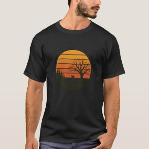 Camiseta Gato Retro Pôr do Sol Silhueta Vintage Natureza