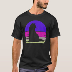 Camiseta Gato Retro Silhueta de Gato Vintage Gatinho Animal