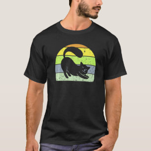 Camiseta Gato Retro Silhueta de Gato Vintage Gatinho Animal