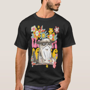Camiseta Gato Retro Vibração Anos 60 70 Flor Símbolo da Paz