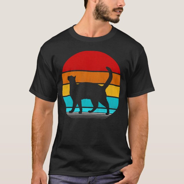 Camiseta gato retrô vintage (Frente)