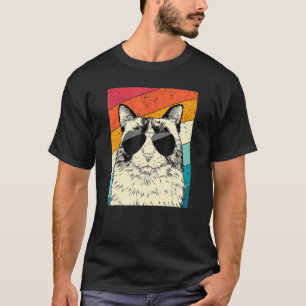 Camiseta Gato Retro Vintage Ragdoll com Óculos de Sol Gato