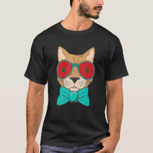 Camiseta Gato Retroativo Com Óculos De Sol E Bandeira De Ma