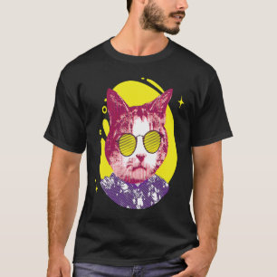 Camiseta Gato Retroativo legal Vestindo Óculos De Sol Rosa