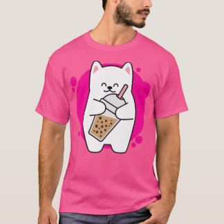 Camiseta Gato Rindo Neko Kawaii Boba Tea No Estilo De Anime