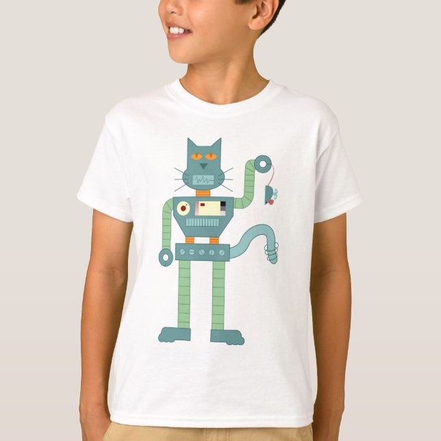 Camiseta Gato Robô e Mouse Enrolado (Frente)