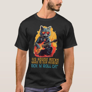Camiseta Gato Rocker Louco faz a Casa tremer com Guitarra e