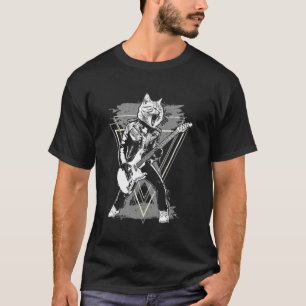 Camiseta Gato Rockstar Tocando Violão Rock and Roll Música