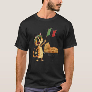 Camiseta Gato Romano com Bandeira Italiana Roma Italia Viag
