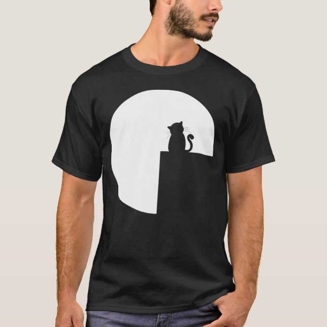 Camiseta Gato Romântico Lua Cheia (Frente)