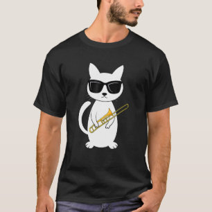 Camiseta Gato Rombonista de Instrumento de Sopro Rombonista