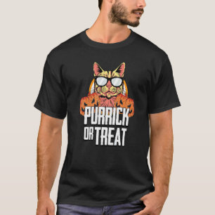 Camiseta Gato Ronronar Truque Ou Travessura Feriado Preguiç