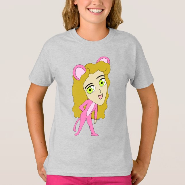 Camiseta gato rosa (Frente)