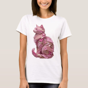 Camiseta Gato Rosa de Prata Limpa COM DIAMANTES Design Pers