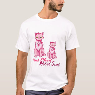 Camiseta Gato Rosa Kawaii Alma Rebelde Arte Sassy
