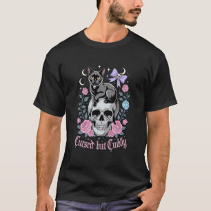 Camiseta Gato Rosas Lua Amaldiçoado Mas Fofo