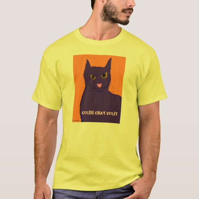 Camiseta Gato roxo irritado T (Frente)